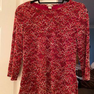 Christopher & Banks Red Lace Blouse